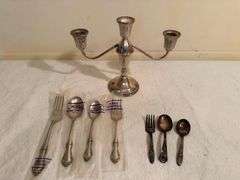 Sterling Silver Candelabra and Assorted Silverware