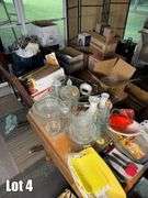 Salvage Lot- Misc. Items Including- Glassware, Furniture, Clothe Rack, Window, Jumper Cables, Etc. (BUYER RESPONSIBLE FOR REMOVAL)