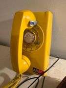 Vintage Yellow Western Electric 911 Rotary Wall Phone and Unitech XK-3005 Answering Machine