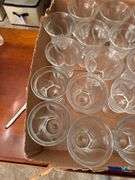 Lot of Clear Glass Footed Dessert Cups or Goblets - Box of Approx. 20