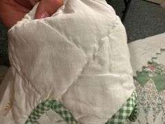 Floral and Green Check Patchwork Quilt