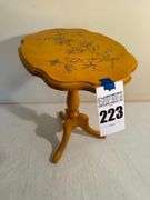 Decorative Yellow Accent Table with Bird and Branch Design