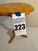 Decorative Yellow Accent Table with Bird and Branch Design