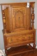 Antique Jacobean Style Carved Hutch/China Cabinet with drawer and inside storage     62.5"x38.25"x17"                 **Buyer bring help to remove
