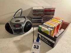 Lenoxx Sound CD Player, CDs, and 8-Track Tapes