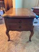 Wooden Side Table with Two Drawers