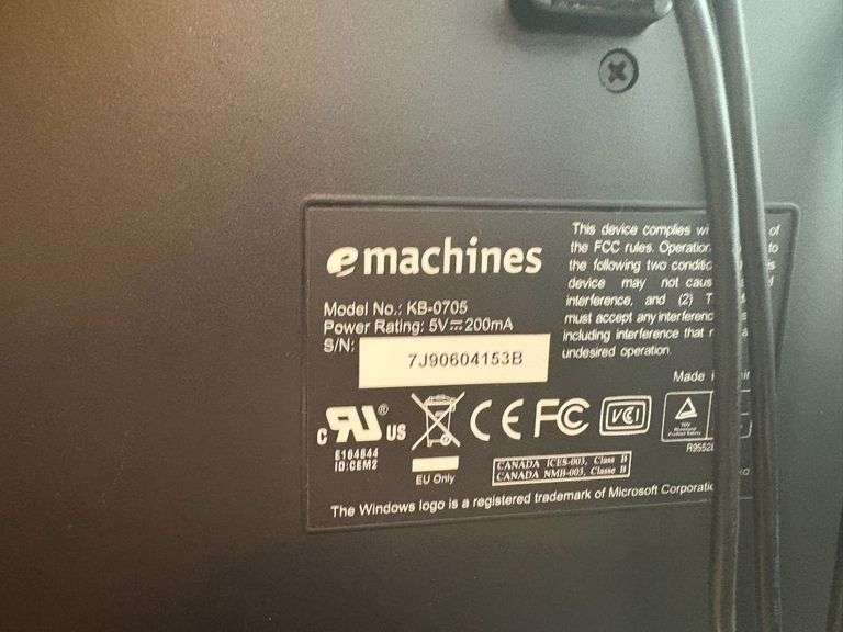Dell Monitor, eMachines Keyboard, Mouse, and Speakers