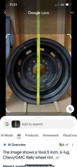 5- 16x6.5 inch, 6-lug Chevy/GMC Rally Wheel Rim.