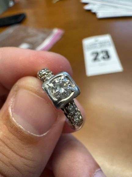 14k White Gold Ring with Diamonds - please see pictures for details - size coming soon