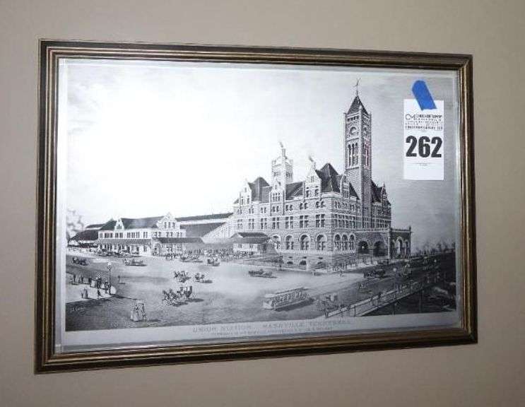 Vintage Framed "Union Station Nashville Tn" Print  17"x25" image