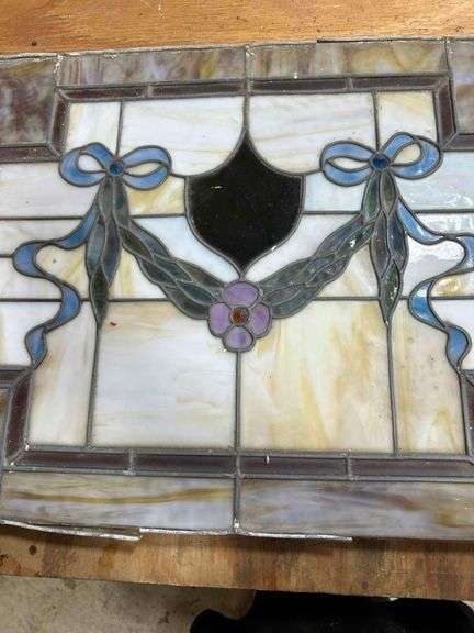 Vintage Stained Glass Window 24x”x18”