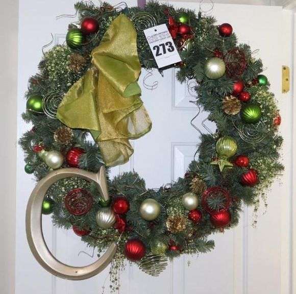 Large Christmas Wreath with "C" on Hanger image