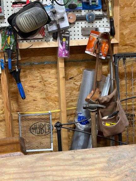 Salvage Lot- Peg Board of Items Tools and Tool Belt Ect