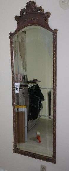 Gold Tone Decorative Framed Full Length Beveled Mirror  71"x22.5" image
