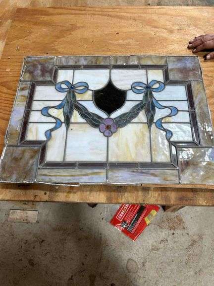 Vintage Stained Glass Window 24x”x18”