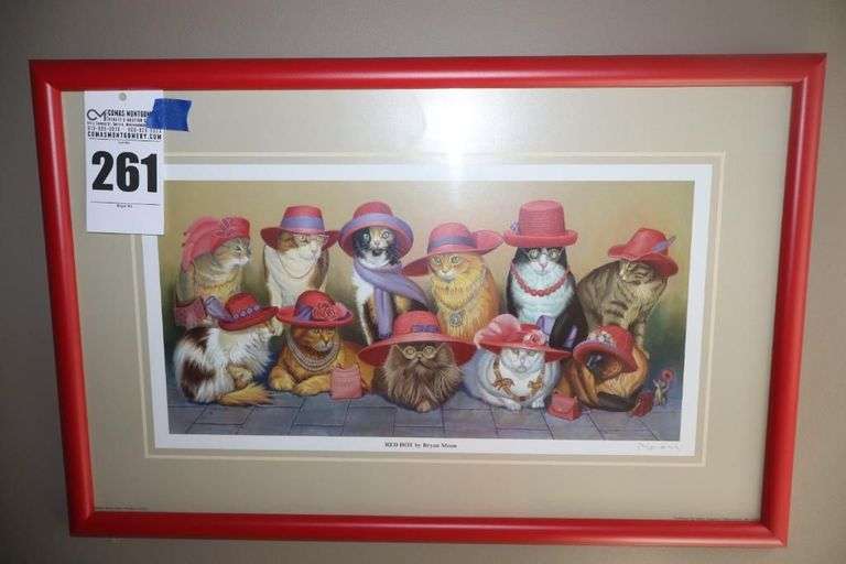 Framed and Matted Wall Art "Red Hat" by Bryan Moon signed '03    15"x25" image