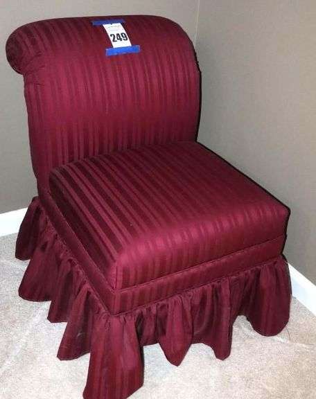 Rolling Burgundy cloth Curved Back Chair  33"x22"x19" image