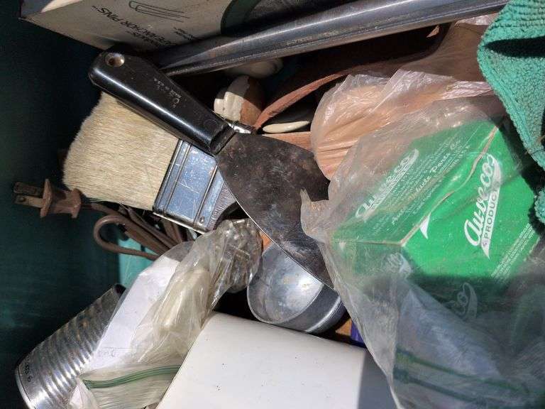 2 Totes - Misc Household Items and Painting Supplies