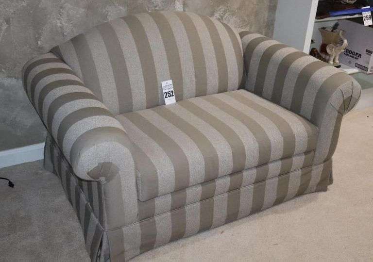 Gray Striped Love Seat Pull out Bed (twin) 33"x56"x23" image