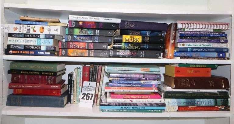 Variety of Books: 1-8 Books from The Left Behind Series, Bible, Inspirational, Golf, Some Novels etc.                                             **Buyer Will need to Bring Boxes to remove image