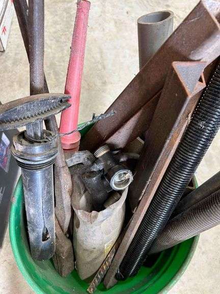 Bucket with Metal Scrap, Tools and Springs