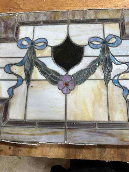 Vintage Stained Glass Window 24x”x18”