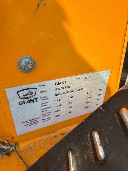 2023 Giant G1200HD Articulating Wheel Loader- with Heavy Duty Branch Manager Attachment with Extension, 496 hrs- Bill of Sale