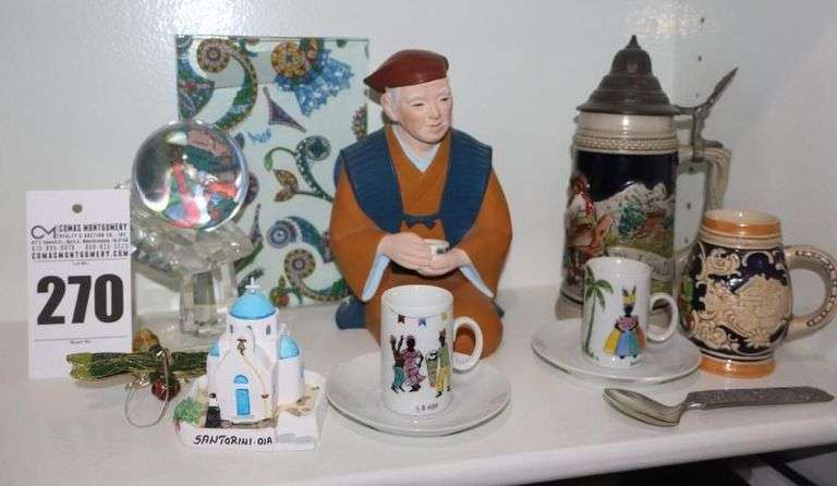 Variety of Decorative items: Beer Steins, Samba Cups, Glass Globe, Etc. image