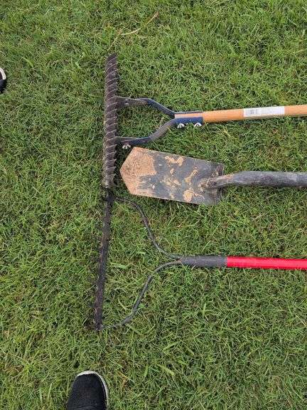 Bow Rake, a Shovel, and a Leaf Rake