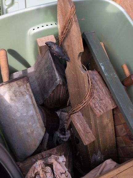 2 Totes - Bird Houses and Misc Wood Art