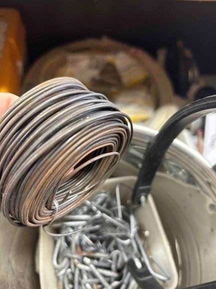 Bucket With Fence Fasteners,Wire, Wire Cutters Ect