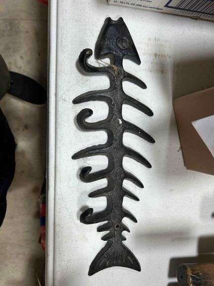 Box of Black Hooks,Handles and a Fish Shaped Key Holder