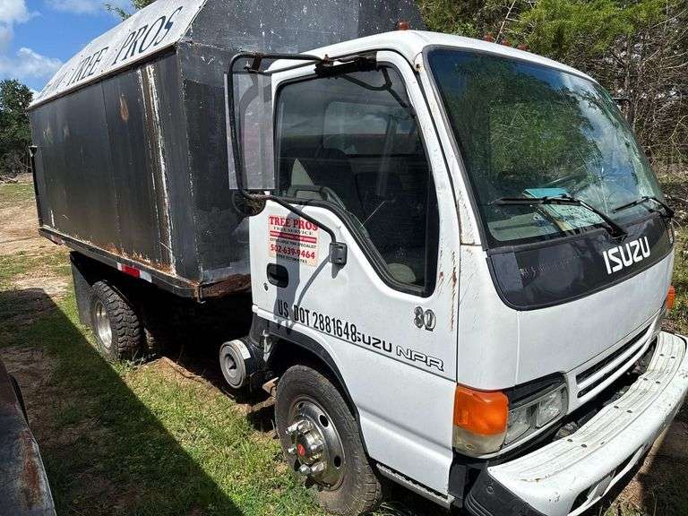 2003 Isuzu NPR Chipper Truck- V8 EFI Gas engine, large chipper box, New Motor and New Automatic Transmission, Electric Dump Bed (Less than 2000 miles on New Motor & Transmission) image