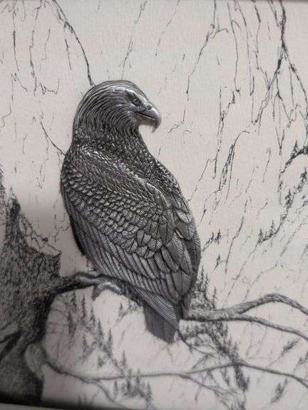 Crow/Raven is 17 x 11 1/2, Sea side 17 x 13 and Angel Picture is 12 1/2 x 10 1/2 image