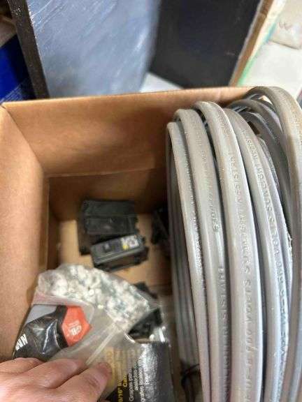 Box of Electrical Supplies- Wiring, NM Staples, Twist Nuts Ect