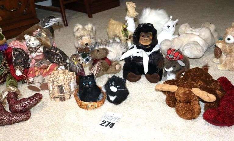 Variety of Stuffed Animals or Characters some for Decoration image