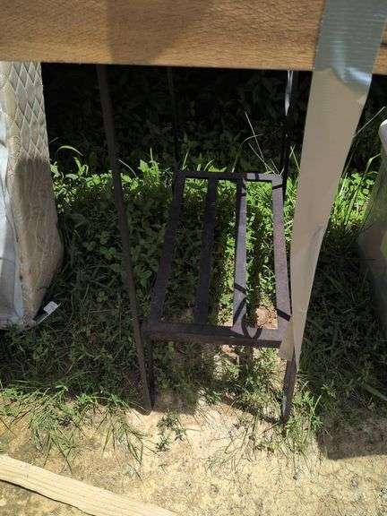 Wrought Iron Table and 3 Wood Drawers