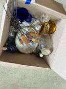 Box of Stoppered Bottles, Vases and Vintage Drink Bottles