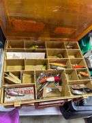 Box of Fishing Items- Knife Set, Tackle Box and 2 Smaller Lure Boxes