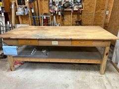 Work Table with 2 Drawers and Contents VERY HEAVY- 8’x4’x3’Tall