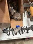 Box of Black Hooks,Handles and a Fish Shaped Key Holder