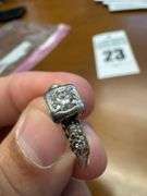 14k White Gold Ring with Diamonds - please see pictures for details - size coming soon