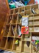 Box of Fishing Items- Knife Set, Tackle Box and 2 Smaller Lure Boxes