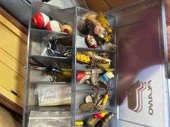 Box of Fishing Items- Knife Set, Tackle Box and 2 Smaller Lure Boxes