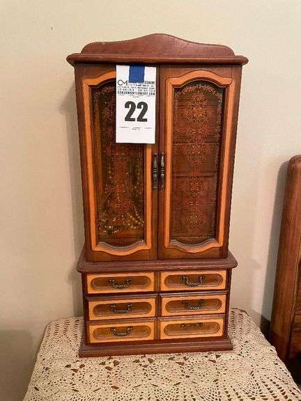 Wooden Jewelry Box Cabinet with Jewelry image
