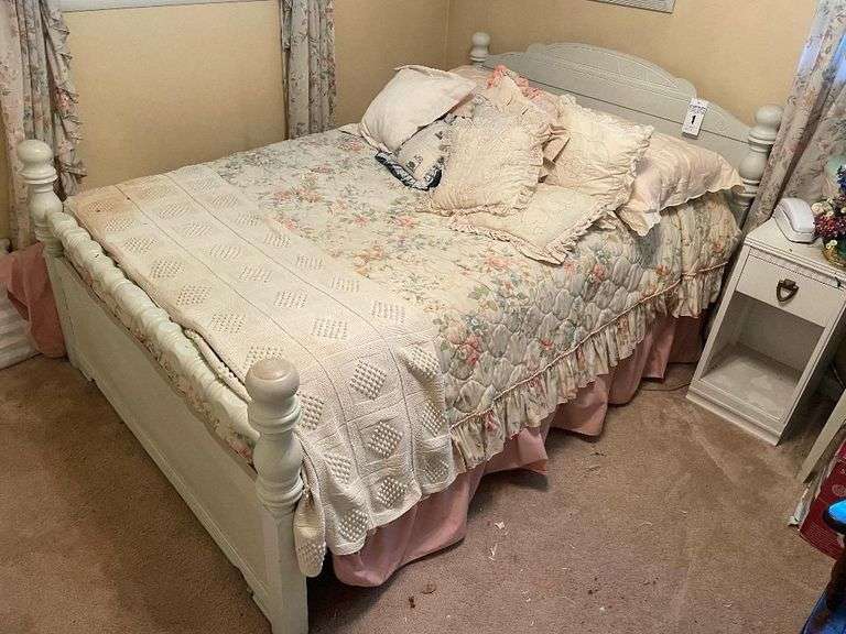 Full Size Bed with Floral Bedding Set image
