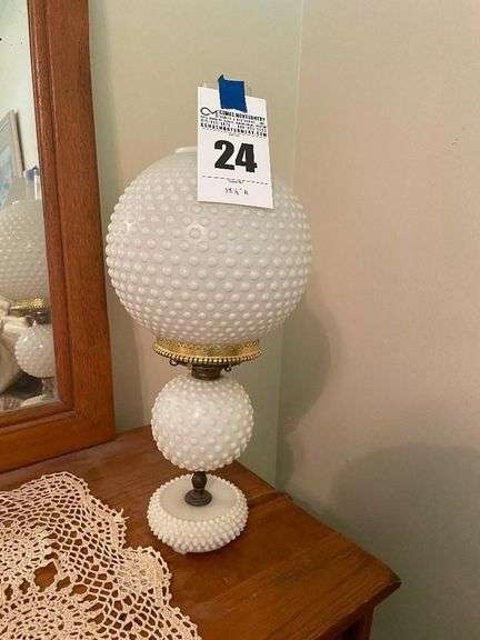 Hobnail Milk Glass Table Lamp image