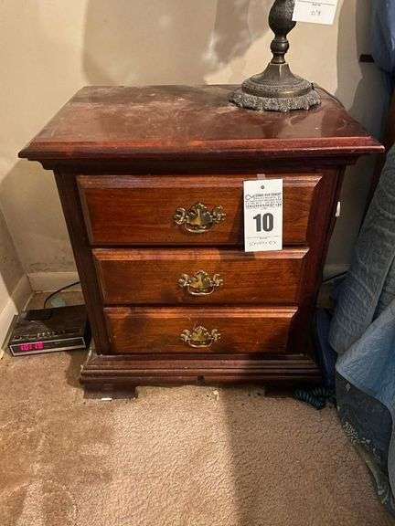 Mahogany Finish Three-Drawer Nightstand image