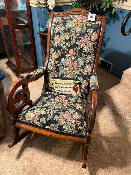 Floral Upholstered Rocking Chair image