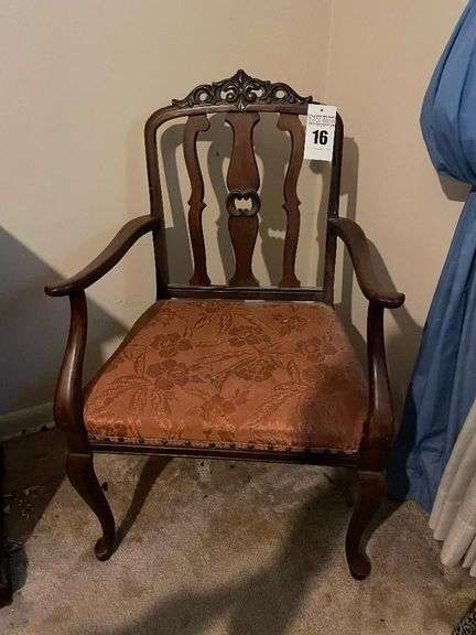 Ornate Armchair with Floral Upholstery image